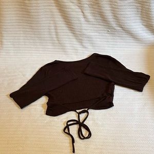 Brown tie back crop top